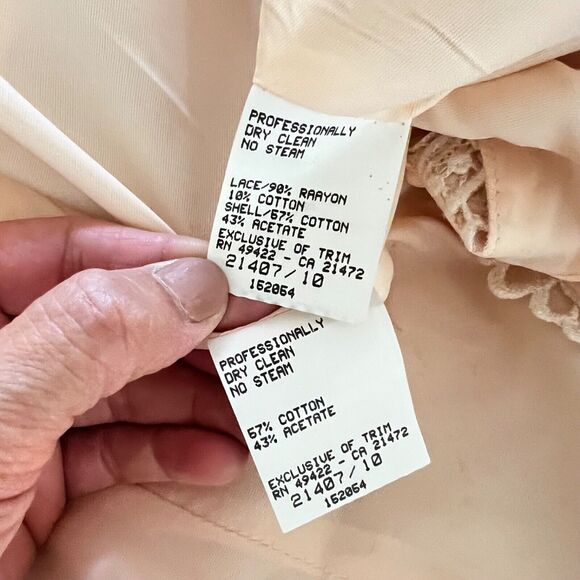 Vtg Jessica McClintock Lace Brocade Pearls Dress Jacket Set Bridal Pink NWT 12 - Picture 11 of 16